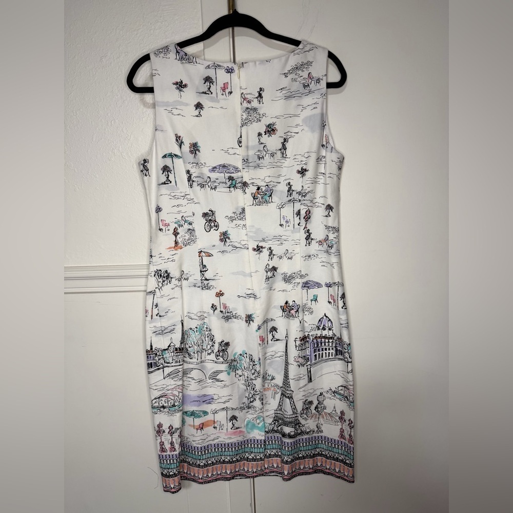 Chetta B White Parisian Scene Dress size 10 - Picture 3 of 7